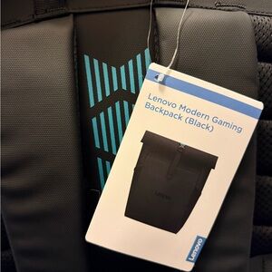 Lenovo Black Backpack with Blue Highlights